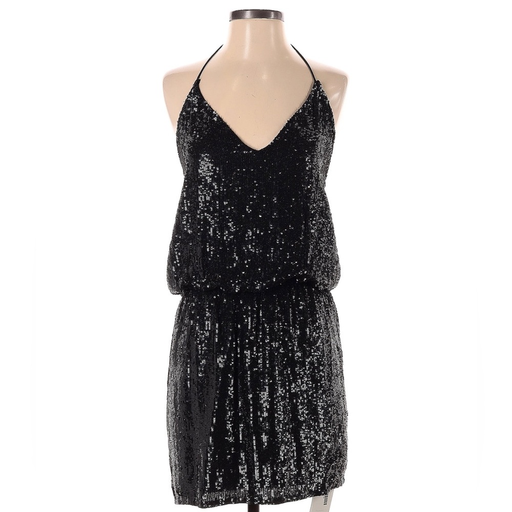 Haute Hippie Halter Neck Sequin Cocktail Dress